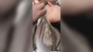 Sexy Desi girl boobs pressing and Blowjob